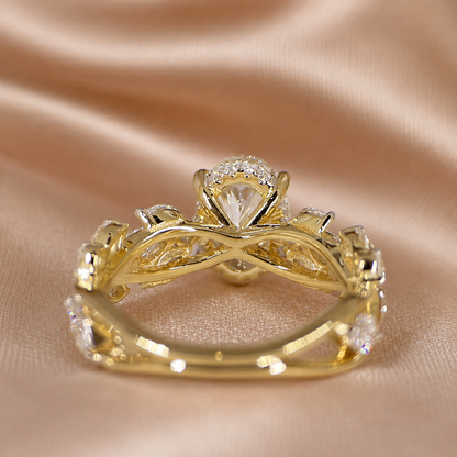 Oval Lab Diamond Engagement Ring – Six Claw Floral Setting