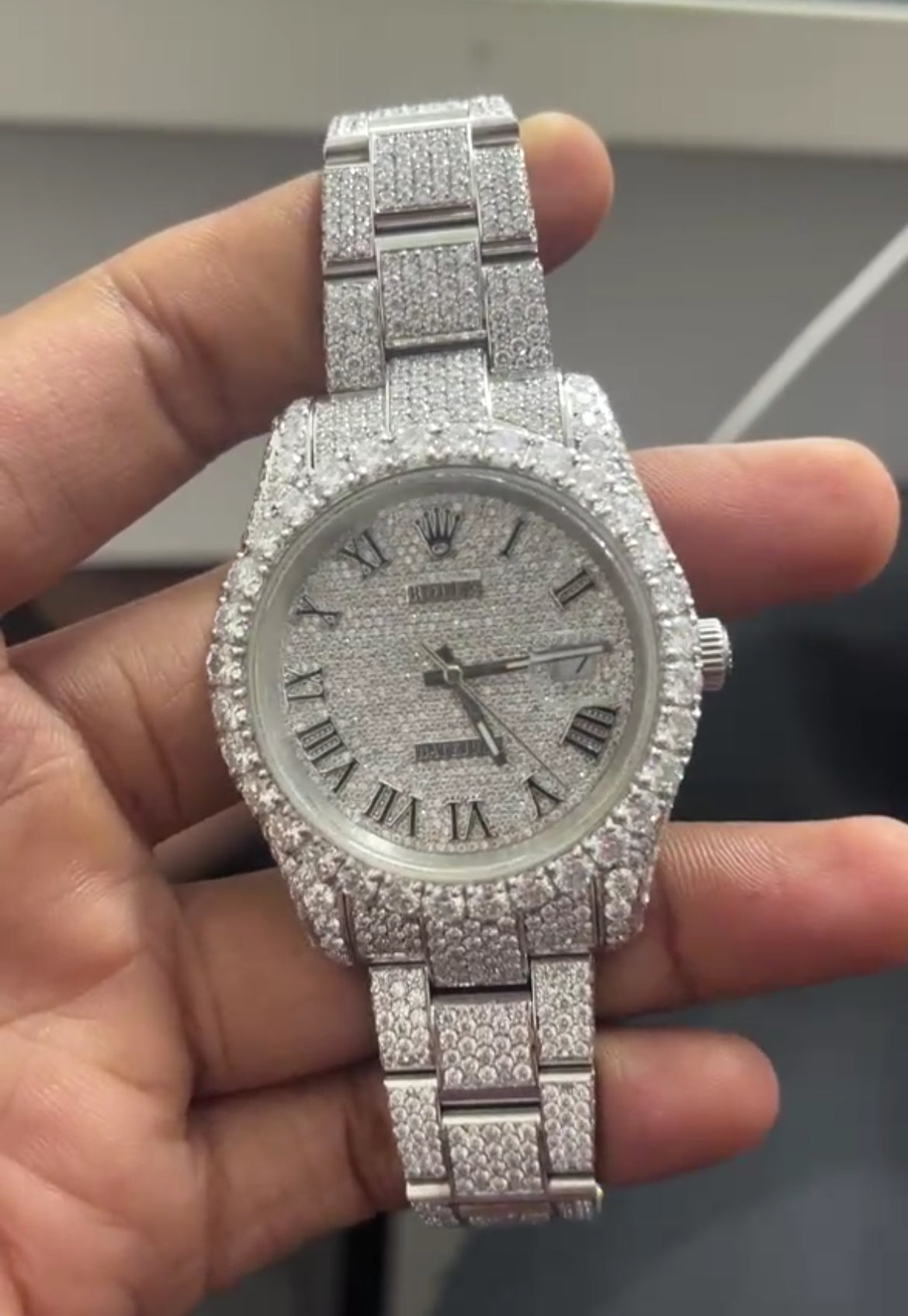 All White Iced Out Watch