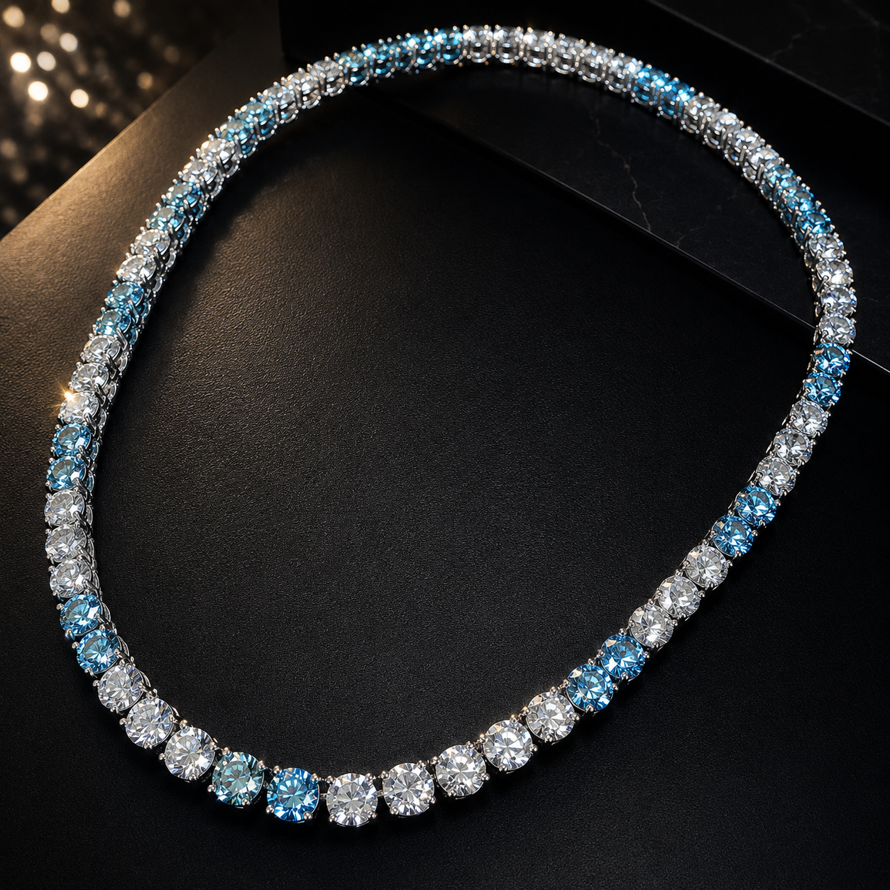 5MM IGI Certified Blue Diamond Tennis Chain