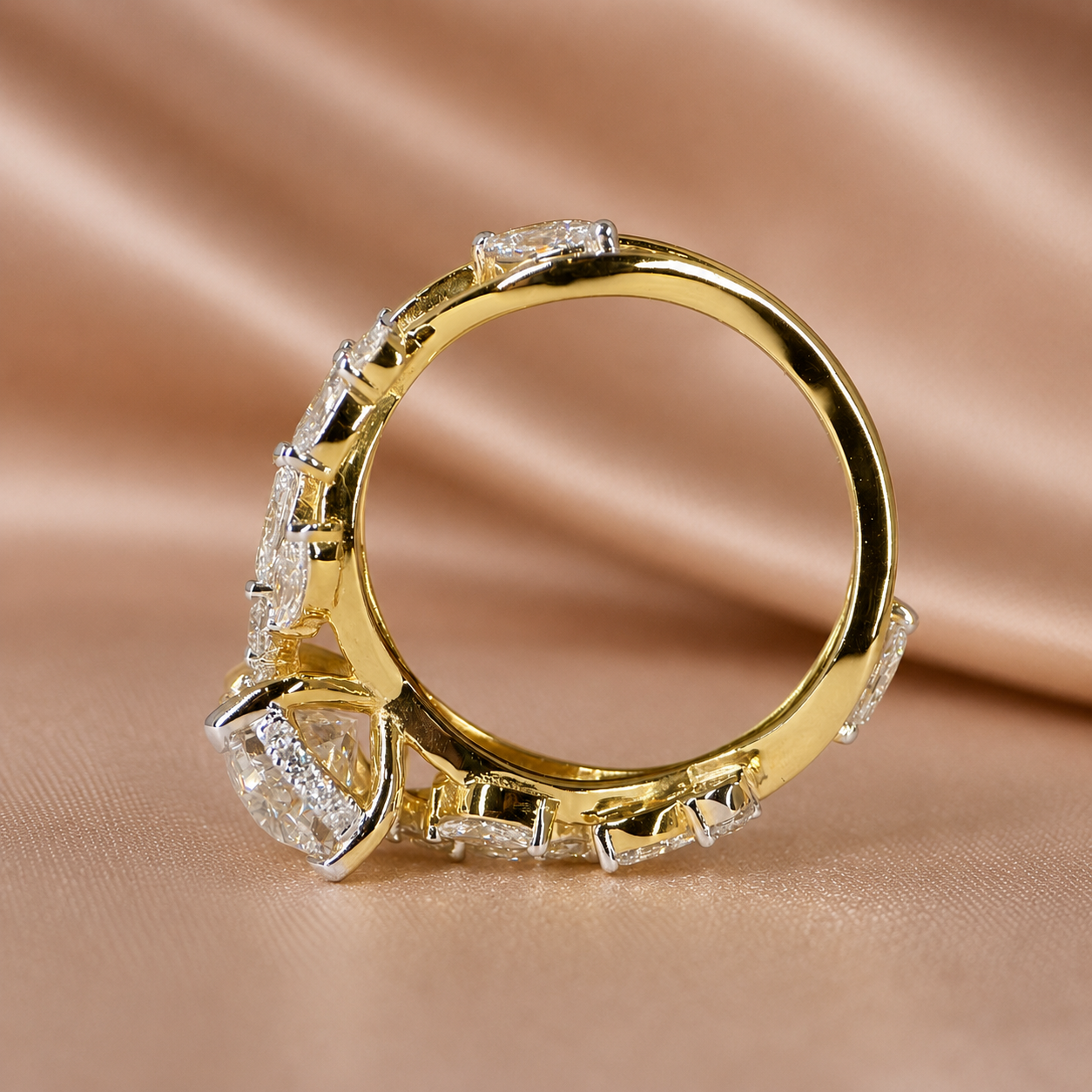 Oval Lab Diamond Engagement Ring – Six Claw Floral Setting