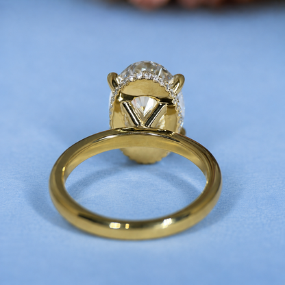 Oval Lab Grown Diamond Engagement Ring | Hidden Halo Solitaire | IGI Certified | 10K, 14K, 18K Gold & Platinum
