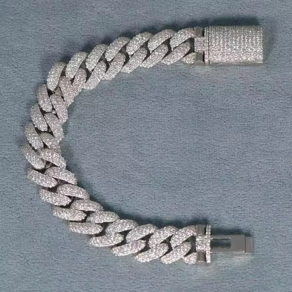 💎 Handcrafted Moissanite Cuban Bracelet – Diamond Tester Passes | Premium VVS Stones