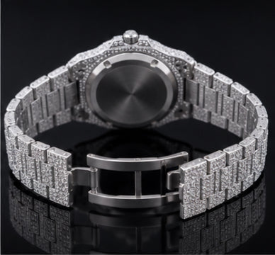 Silver Iced Luxury Watch