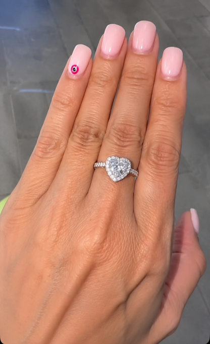 Heart Cut Halo Ring