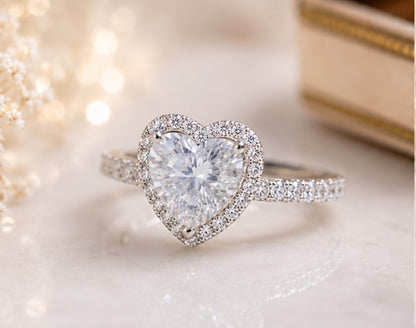 Heart Cut Halo Ring