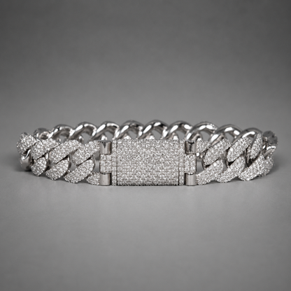 12mm White Gold Cuban Link Bracelet – VVS Lab Diamonds & Moissanite