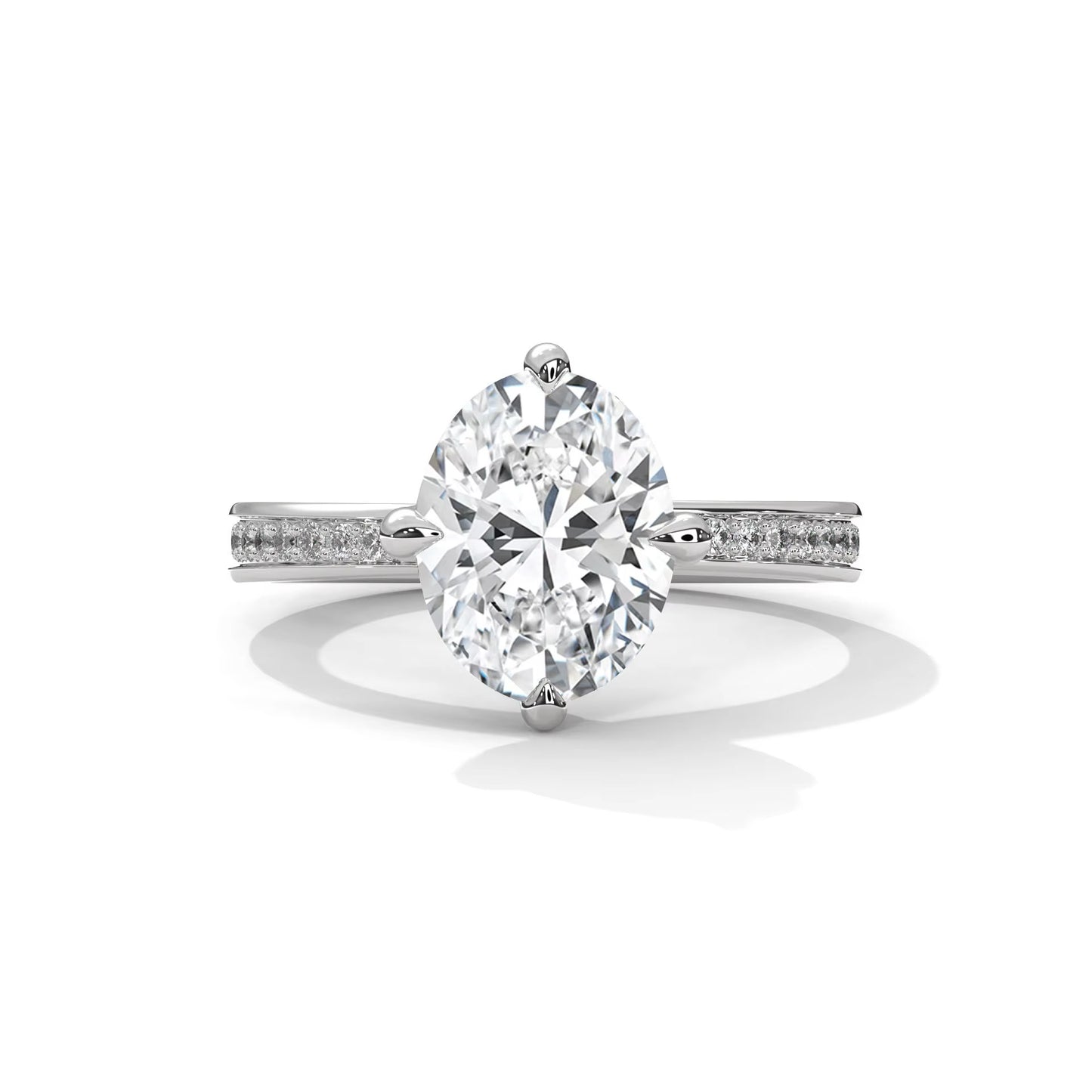 2.25 Carat Oval Cut Lab-Grown Diamond Engagement Ring | IGI Certified E-VS1 | Channel Set | 14K Gold
