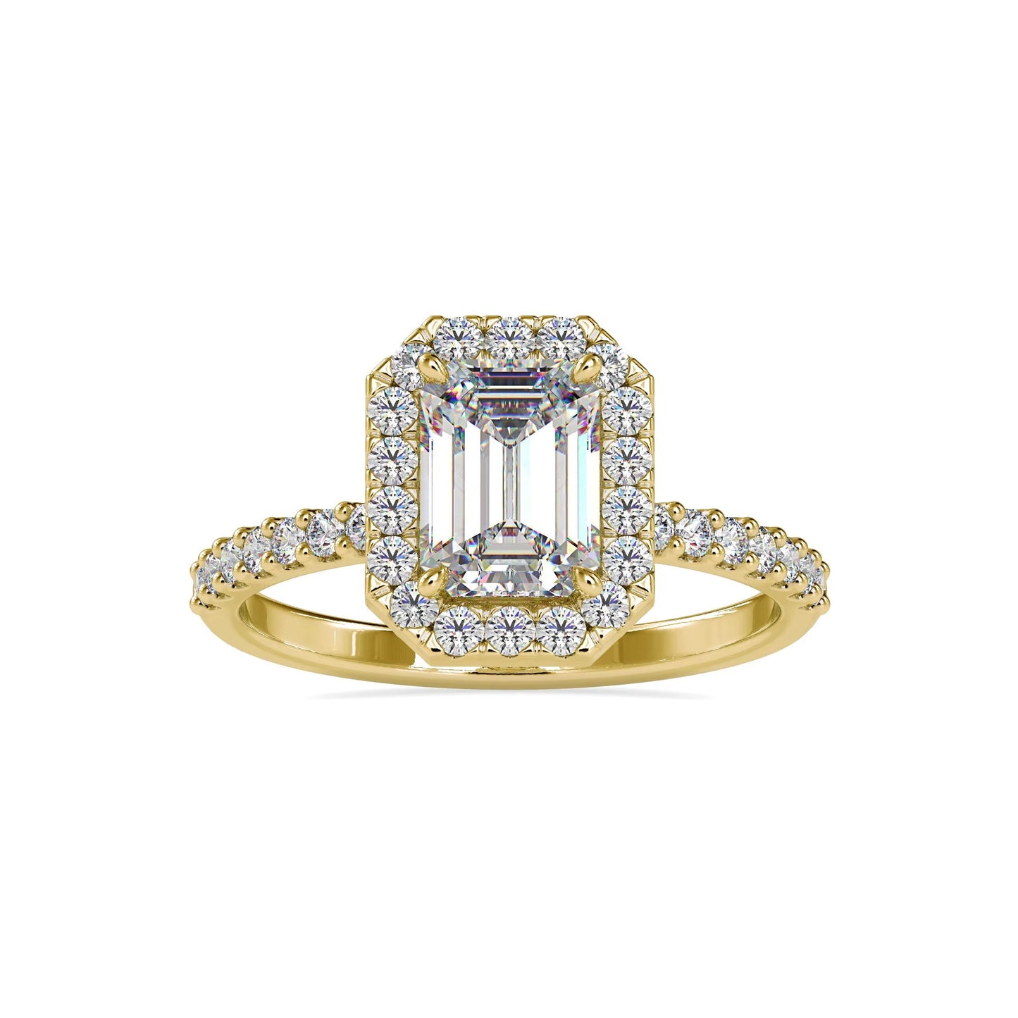 2.50 Carat Emerald Cut Lab-Grown Diamond Engagement Ring | IGI Certified E-VS1 | 14K Yellow Gold