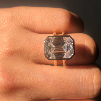 4.00 Carat Emerald Cut Lab-Grown Diamond Ring | IGI Certified E-VS1 | Bezel Set | 14K White Gold