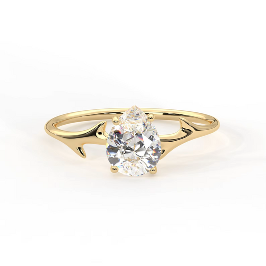 1.00 Carat Pear Cut Lab-Grown Diamond Solitaire Ring | IGI Certified E-VS1 | 14K Yellow Gold