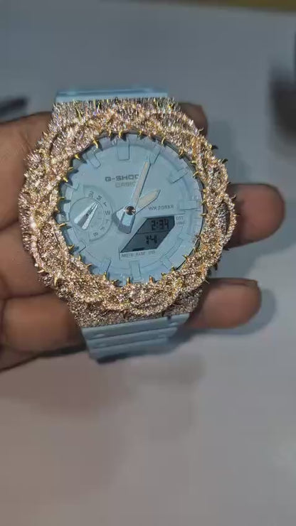 Custom Iced Thorn Sky Blue G-Shock Watch
