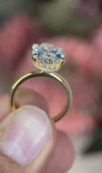 Oval Lab Grown Diamond Engagement Ring | Hidden Halo Solitaire | IGI Certified | 10K, 14K, 18K Gold & Platinum