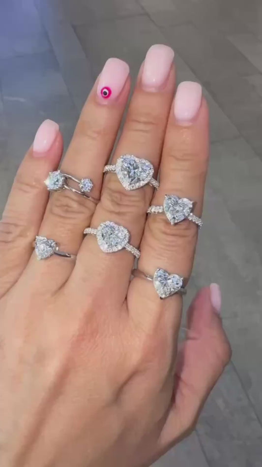 Heart Cut Moissanite Halo Ring