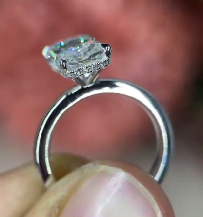 Emerald Cut Hidden Halo Lab Diamond Engagement Ring